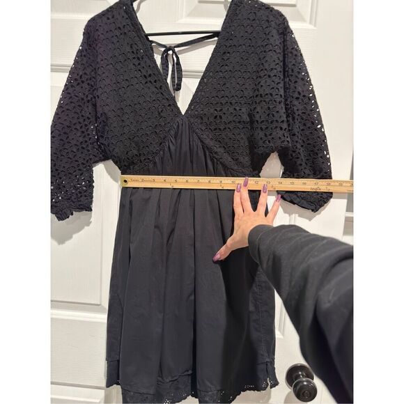 O’Neill Black Cotton Bodhi Eyelet Lace Boho Mini Dress Size Small - Picture 6 of 13